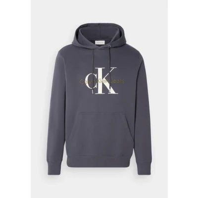 Image of Calvin Klein Jeans Seasonal Monologo Regular Hoodie Sweatshirt, Men&#039;s, Size: Medium, Ebony
