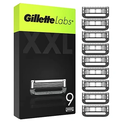 Image of Gillette Labs Razor Blades Men, Pack of 9 Blade Refills, Compatible with GilletteLabs Exfoliating Bar and Heated