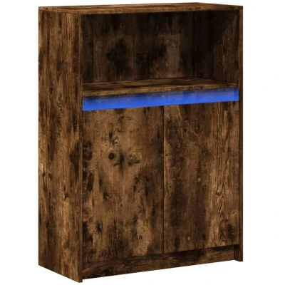 Image of vidaXL Sideboard with LED Smoked Oak 72x34x100 cm Engineered Wood