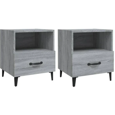 Image of vidaXL Bedside Cabinets 2 pcs Grey Sonoma Engineered Wood