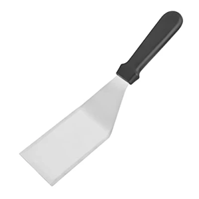 Image of Vogue Burger Turner, Black &amp; Stainless Steel, Length: 180 mm/7 inch, Heat Resistant Handle, Griddle Scraper, Hotplate Flipper, Barbecue Spatula, Professional Home Use, D393