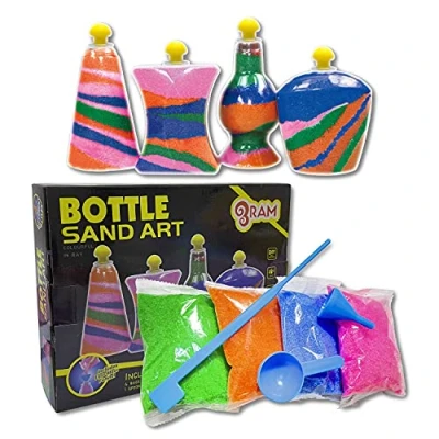 Image of Ram© 12 x Pieces Make Your Own Kids Glitter Glass Sand Art Craft Bottles Toy Set