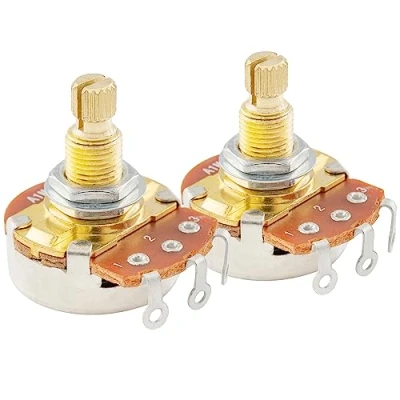 Image of Musiclily Pro Brass Thread Full Metric Sized Control Pots A1 Meg Audio Taper Potentiometers for Guitar(Set of 2)