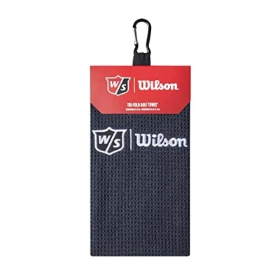 Image of Wilson Staff Unisex Golf Towel, Triple Folded, TRI FOLD, Microfibre, Black, One size fits all, WGA9000102