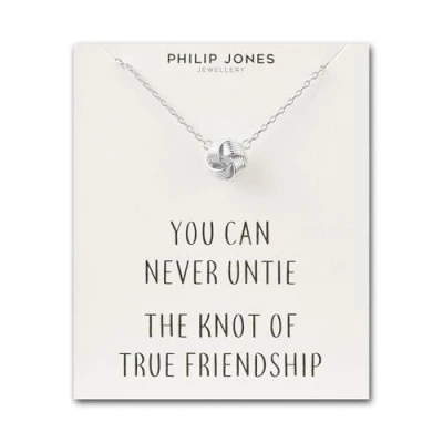 Image of Philip Jones Silver Plated Love Knot Necklace with Quote Card