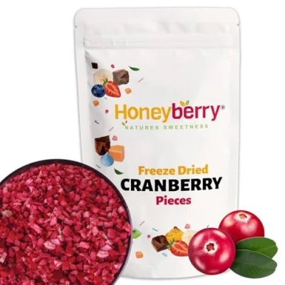 Image of Freeze Dried Cranberry Pieces 100g 100% Natural, No Added Sugar, Gluten Free, Vegan Friendly