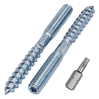 Image of SKIR&#039;CO (4 pcs) Hanger Bolts M8 x 90 mm, Double Ended Thread Dowel Screws, Headed