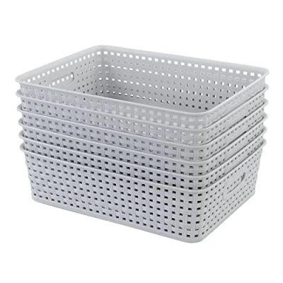 Image of Fosly 6 pack A4 Plastic Storage Baskets Set, Tray