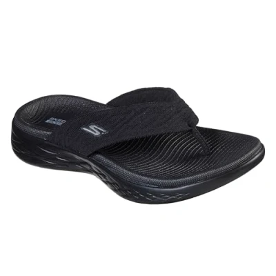 Image of Skechers Women&#039;s On the go 600 Sunny Flip Flop, Black Textile, 3 UK