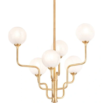 Image of Onyx 6 Light Chandelier Vintage Gold Leaf