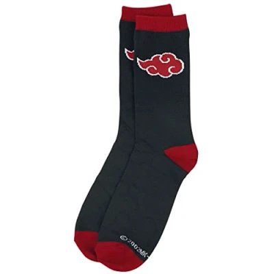 Image of Naruto Shippuden Socks One Size (38 43) Black/Red, 74% Cotton, 24% Polyester, 2% Elastane.