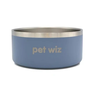 Image of Stainless Steel Double Walled Dog Bowls Durable, Non slip &amp; Dishwasher Safe Pet Bowl with Powder Coating Colour Available in 900ml and 1900ml, Grey or Teal (Grey, 900ml)