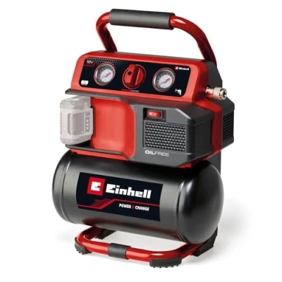 Image of Einhell Power X Change 18V Cordless Air Compressor Oli Free Portable Electric Pump and Tyre Inflator for Workshops with 5L Tank TE AC 18/75 Li of Rechargeable (Batteries Not Included)