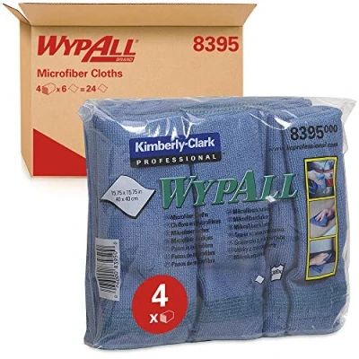 Image of WypAll Microfibre Cloths 8395 1 Carry Pack x 6 Cloths, Blue