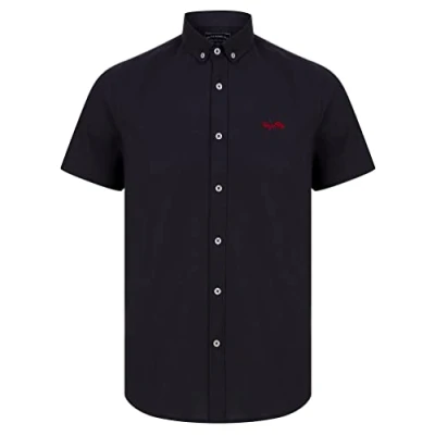 Image of Tokyo Laundry Men&#039;s Tiberius Short Sleeve Button Down Collar Oxford Cotton Shirt Navy