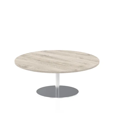 Image of Italia 1200mm Poseur Round Table Grey Oak Top 475mm High Leg