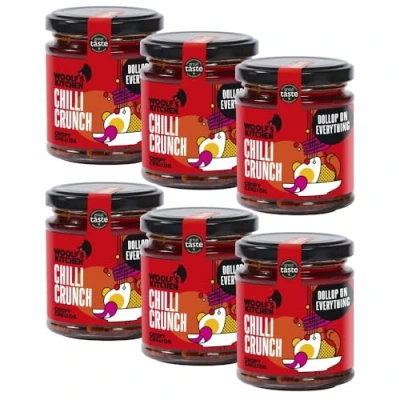 Image of The Woolf’s Kitchen Chilli Crunch Crispy Umami Delight Ultimate Oil Amplify Your Asian &amp; Thai Dishes Versatile Condiment 6 x 190ml