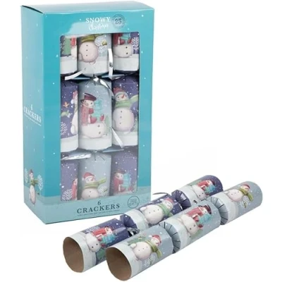 Image of shopior Traditional Snowman Christmas Crackers Silver Bows Luxury Decorations Xmas Gifts Party (Snowman Box)