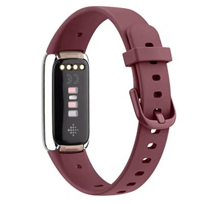 Image of Strap compatible with Fitbit Luxe Strap, Classic Replacement Soft Silicone Sport Bands Wristband Colorful Band (Wine red,Small)