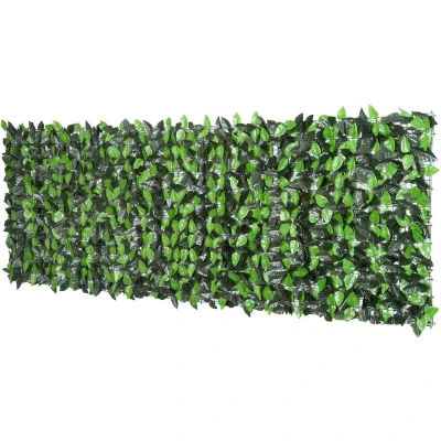 Image of Outsunny Artificial Leaf Hedge Screen Privacy Fence Panel for Garden Outdoor Indoor Decor 3M x 1M Light Green and Dark