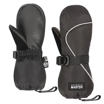 Image of OutdoorMaster Kids Ski Mittens, Winter Waterproof Thermal Snow Gloves for Boys &amp; Girls, Skiing, Snowboard, Sports