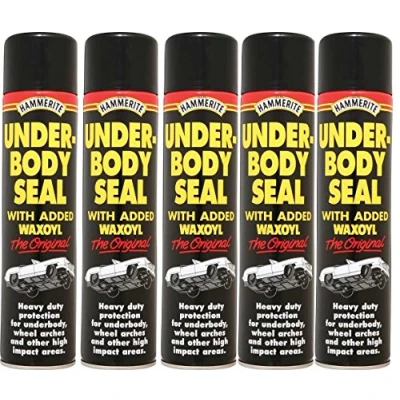Image of 5x Black Underbody Seal Aerosol With Waxoyl 600ml Hammerite Underseal