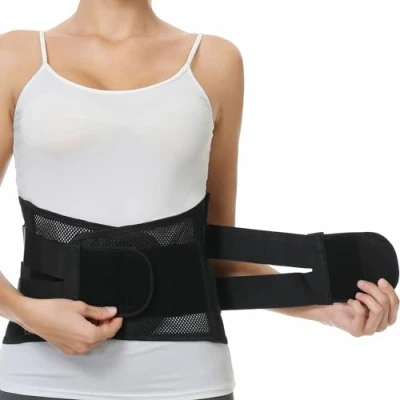 Image of Neotech Care Adjustable Double Pull Lumbar Brace/Lower Back Belt (Black, Size L)