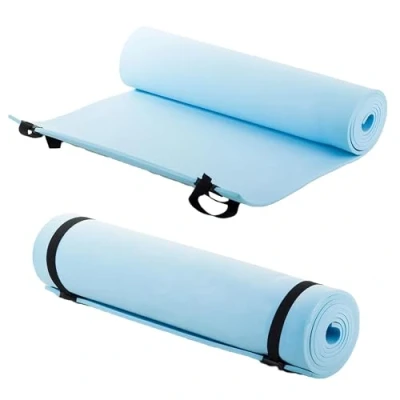Image of ADVENTURE PEAKS Waterproof EVA Camping Mat Extra Thick 0.6 CM Lightweight Foam Yoga Sleeping Ground Roll With Elastic Straps Ideal For Fishing Exercise Outdoor