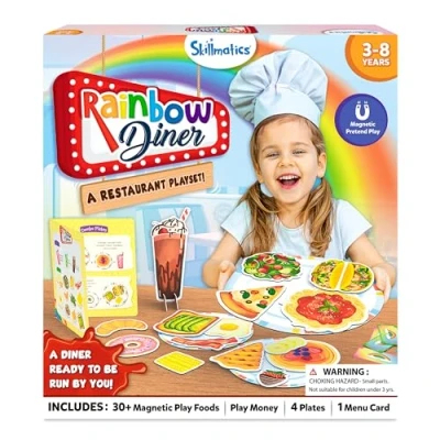 Image of Skillmatics Pretend Play Playset Rainbow Diner, 30+ Magnetic Food Items for Child&#039;s Play, Kids Restaurant Toys, Back to School Kitchen Accessories, Gifts Kids, Toddlers, Ages 3, 4, 5, 6, 7, 8