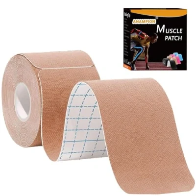 Image of ANAMPION Kinesiology Tape Precut (1 Rolls,20 Strips) Waterproof Sports for Athletes Physio Elastic Pain Relief Adhesive Muscles Shin Splints Ankle Knee &amp; Shoulder(Flesh Color)