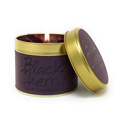 Image of Lily Flame Black Cherry Scented Candle Tin Delicious Scent of Cruelty Free and Vegan Friendly