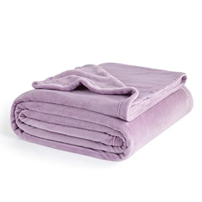 Image of Bedsure Fleece Blanket Queen Size Versatile for Bed Fluffy Soft Large Throw, Light Purple, 220x240cm
