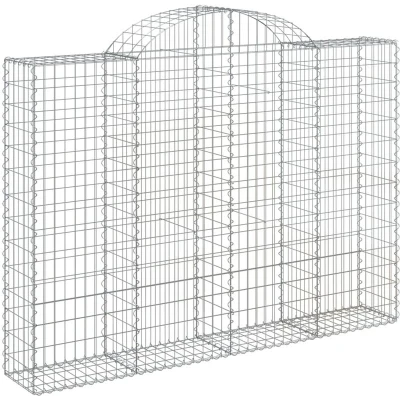 Image of vidaXL Arched Gabion Baskets 2 pcs 200x30x140/160 cm Galvanised Iron