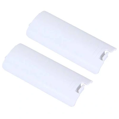 Image of Gamer Gear 2 Pack Battery Case Cover compatible with Nintendo Wii remote Replacement Controller Back white Door