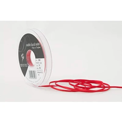 Image of Berisfords Double FACE Poly Satin Ribbon, Poppy Red, 3 mm