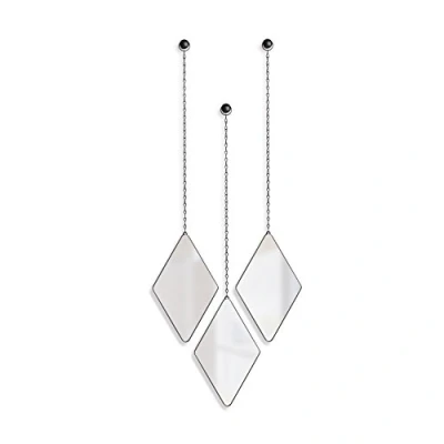 Image of Umbra Dima Mirrors, Trio of Decorative Diamond Shaped Mirrors for Wall — Apartment Décor/Wall Art, Black, Set 3, 29 x 18 1.5 cm