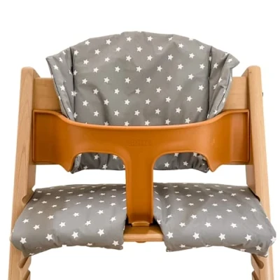 Image of highchair Cushion for Stokke Tripp Trapp High Chair. Easy to fit, Fully Wipe Clean pad (Grey with White Stars)