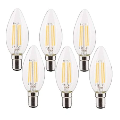 Image of HANCLLED B15 Dimmalbe LED Candle Bulbs Warm White 4W Vintage SBC Small Bayonet Cap Filament Bulb C35 Clear Decorative Lamp Light Energy Saving [6 Pack]
