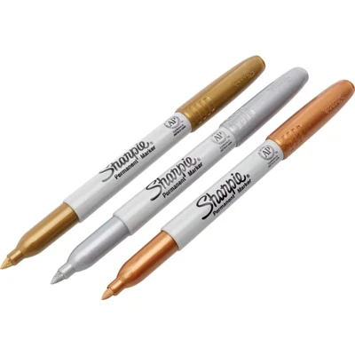 Image of Sharpie Fine Metallic Permanent Marker Gold/Silver/Bronze (Pack of 3)