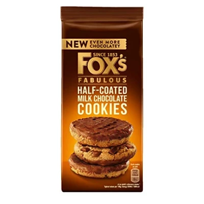 Image of Fox&#039;s Chunkie Half Coated Milk Chocolate Cookie, 180g Pack of 8