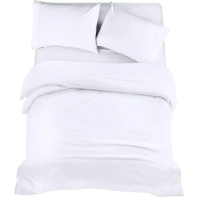 Image of Utopia Bedding 4 Piece Super King Set Duvet Cover, Fitted Sheet with Pillow cases Soft Brushed Microfiber (White)