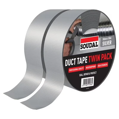 Image of Soudal Silver Duct Tape Twin Pack 50mm x 50m