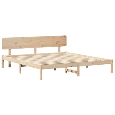 Image of vidaXL Bed Frame with Headboard 180x200 cm Solid Pine Wood
