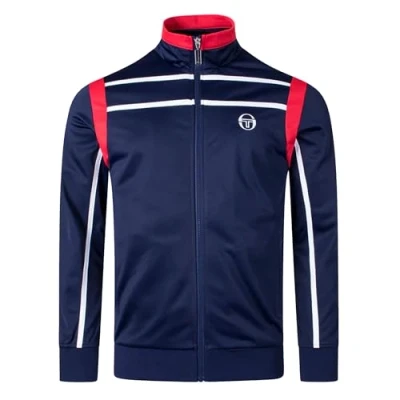 Image of Sergio Tacchini Boscanero 9529 Retro Contrast Stripe Track Top Navy XXX Large