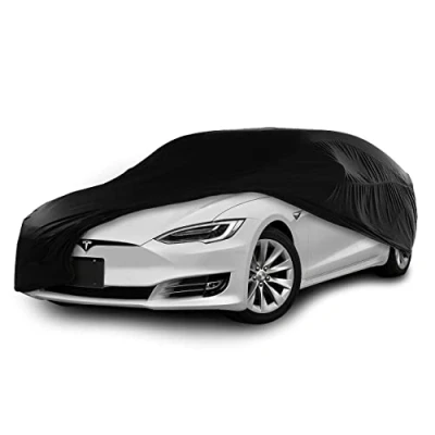 Image of Cosmos Indoor Car Cover compatible with main Large Saloon models, Elastic, Breathable and Dustproof Fabric, Soft Lining, Snug Fit, Black