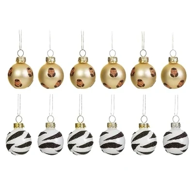 Image of Sass &amp; Belle Leopard Zebra Mini Baubles Set of 12