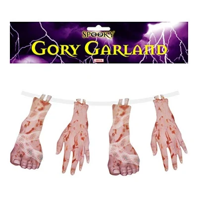 Image of Gory Garland 11.8ft Severed Hands &amp; Feet Halloween Party Decorations Hanging Bunting
