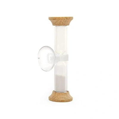 Image of Kikkerland 5 Minutes Shower Timer Hourglass with suction cup for the shower.