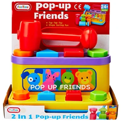 Image of Pop Up Friends with Hammer and Shape Sorter (assorted color)