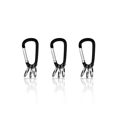 Image of Holesto Set of 3 Key Organisers, Rings with Carabiner Hook Detachable for Organisation, (Black)